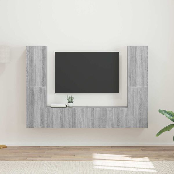 vidaXL TV Cabinet Set 6 pcs Grey Sonoma Engineered Wood