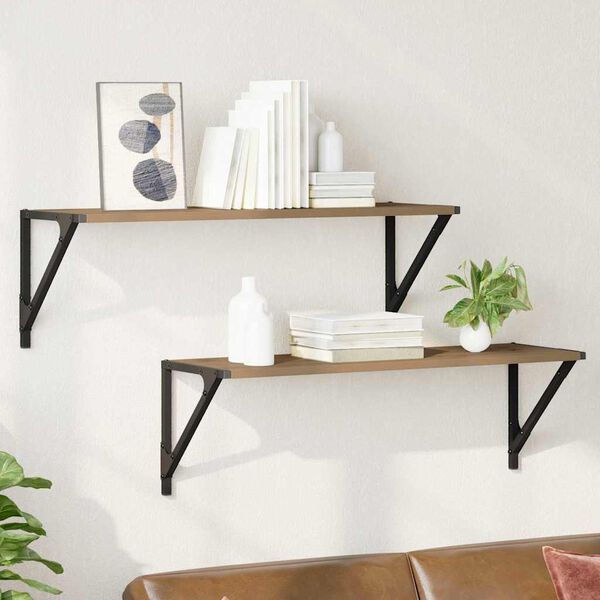 vidaXL Wall Shelves with Shelf 2 pcs Artisan Oak 80 x 25 x 25.5 cm