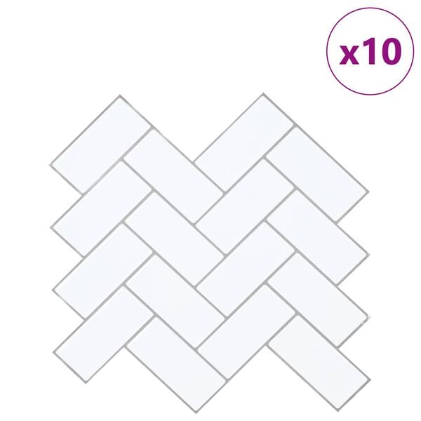 vidaXL Herringbone Tile 10 pcs White Grey 30 x 30 cm