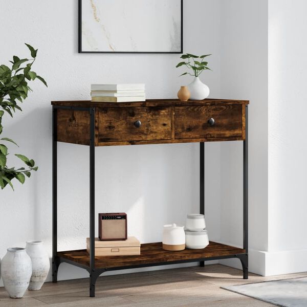 vidaXL Console Table Smoked Oak 75x34.5x75 cm Engineered Wood