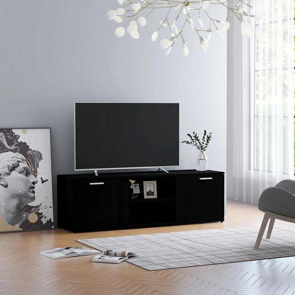 vidaXL TV Cabinet Black 120x34x37 cm Engineered Wood