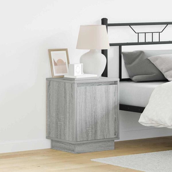 vidaXL Bedside Cabinet Grey 39 x 34.5 x 50 cm Engineered wood