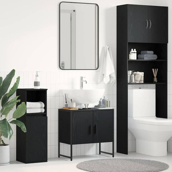 vidaXL Bathroom Sink Cabinet Black Oak 60 x 30 x 60 cm Engineered Wood