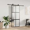 vidaXL Sliding Door with Hardware Set Black 90x205 cm Tempered Glass