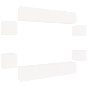 vidaXL 8 Piece TV Cabinet Set White Engineered Wood