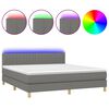 vidaXL Box Spring Bed with Mattress&LED Dark Grey 160x200cm Fabric