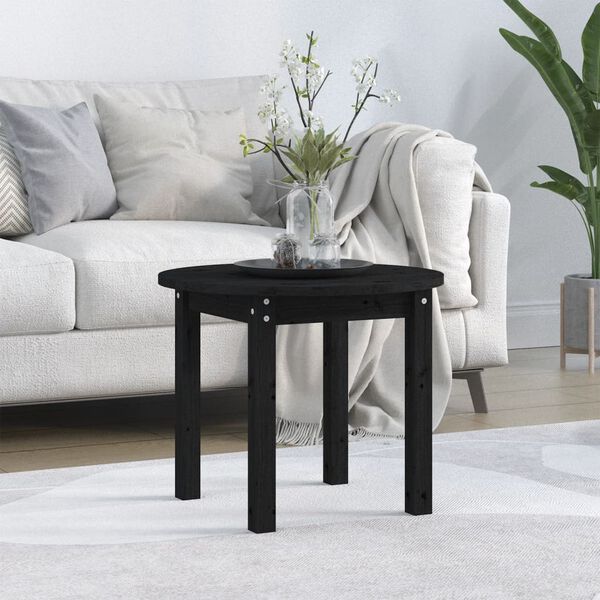 vidaXL Coffee Table Black &Oslash; 55x45 cm Solid Wood Pine