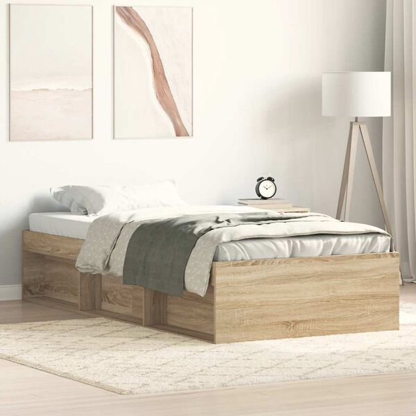 vidaXL Bed Frame without Mattress Sonoma Oak 90x190 cm Single