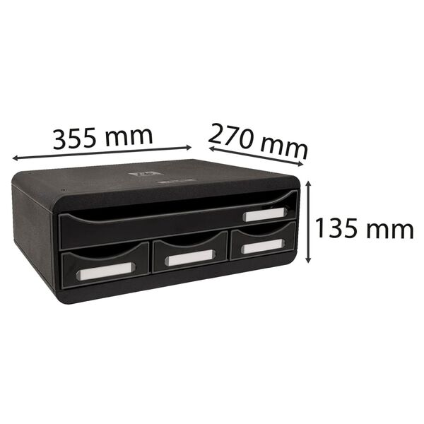 Exacompta Desktop Drawer Set Toolbox with 4 Drawers Glossy Black
