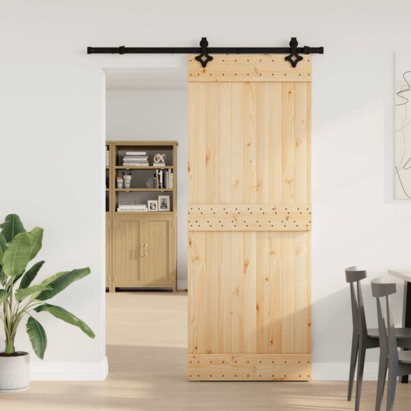vidaXL Sliding Door with Hardware Set 80x210 cm Solid Wood Pine