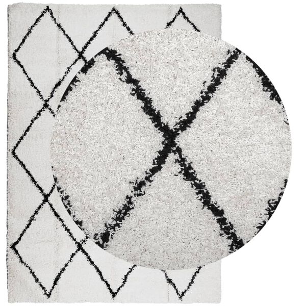 vidaXL Shaggy Rug PAMPLONA High Pile Modern Cream and Black 240x340 cm