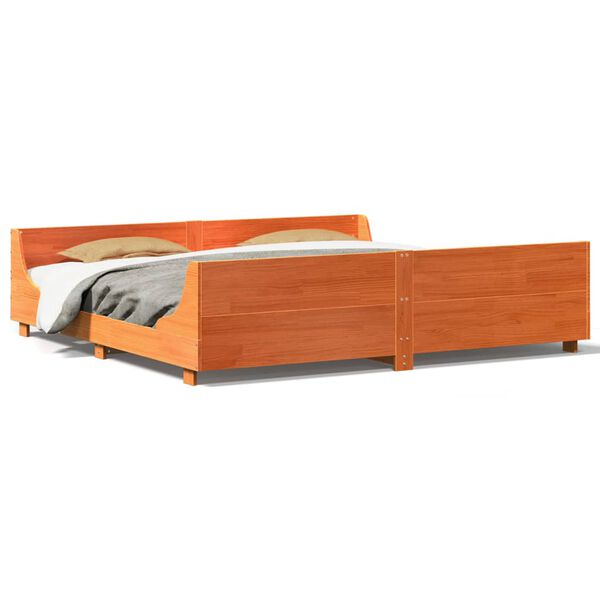 vidaXL Bed Frame without Mattress Wax Brown 180x200 cm Super King Solid Wood Pine