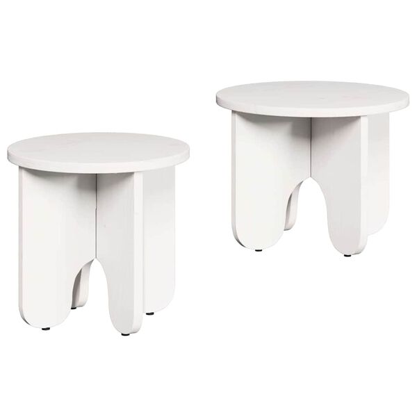 vidaXL Coffee Table 2 pcs White Solid Pine wood