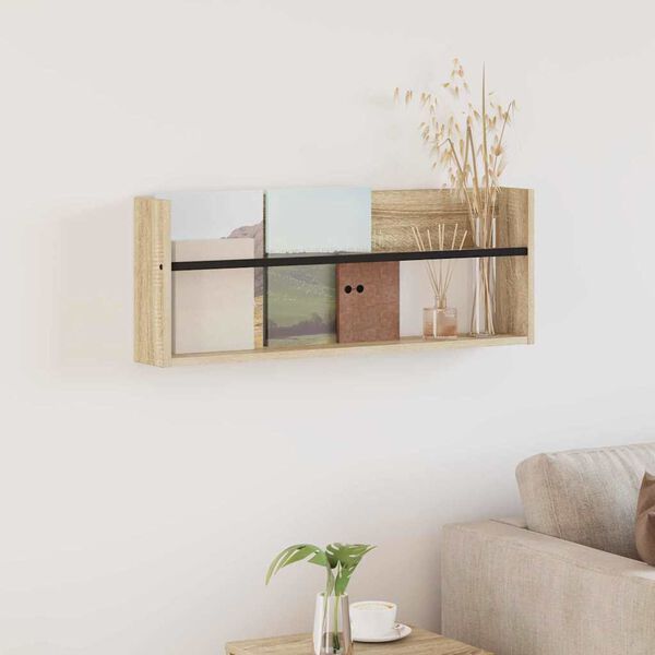 vidaXL Magazine Rack Sonoma Oak 80 x 12 x 30 cm Engineered Wood