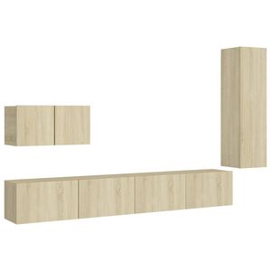 vidaXL 4 Piece TV Cabinet Set Sonoma Oak Engineered Wood