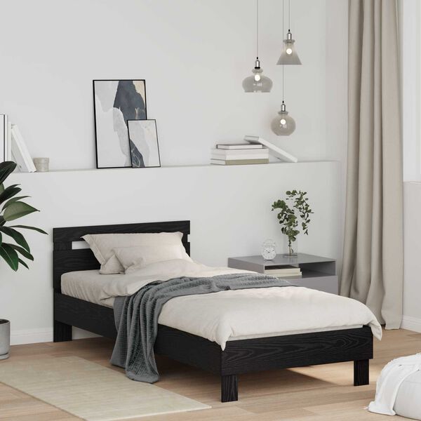vidaXL Bed Frame Black Oak 98.5 x 200 cm Engineered Wood