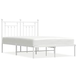 vidaXL Metal Bed Frame without Mattress with Headboard White 120x190cm