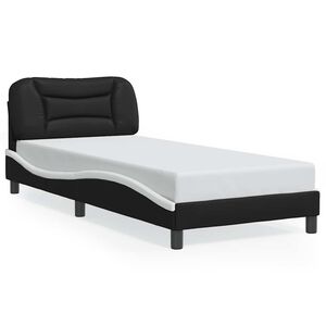 vidaXL Bed Frame without Mattress "Hvar" Black and White 90x190 cm Single Faux Leather
