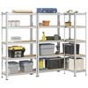 vidaXL 5-Layer Storage Shelves 3 pcs Silver Steel&Engineered Wood