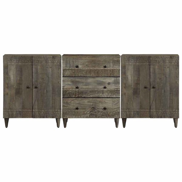 vidaXL 3 Piece Sideboards Light Grey 60x33.5x75 cm Solid Wood Mango