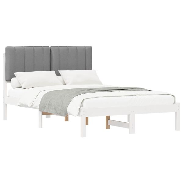 vidaXL Bed Frame with Upholstered Headboard Light Grey 120 x 190 cm