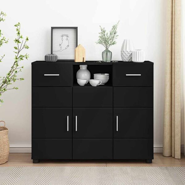 vidaXL Wooden Cabinet Black 88.5 x 30.5 x 73 cm Engineered Wood