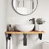 vidaXL Basin Shelf Wall Mounted Steel and Solid Wood Oak