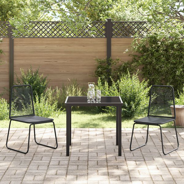 vidaXL Garden Dining Set 3 pcs Black Powder-Coated Steel