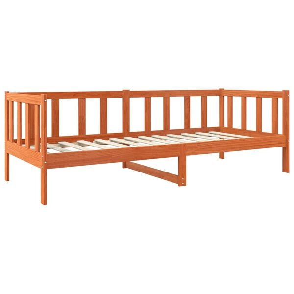 vidaXL Bed Frame with Headboard Wax Brown 80 x 200 cm Solid Pine Wood