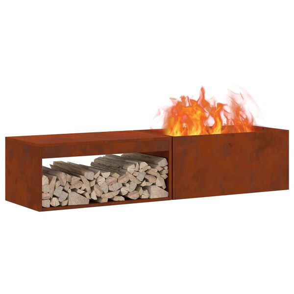 vidaXL Fire Pit Brown 160 x 45 x 35 cm Steel