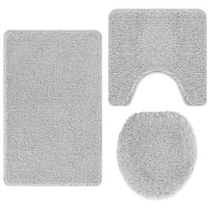 vidaXL Anti-slip Bath Mat Set 3 pcs Grey 50 x 50 cm PP