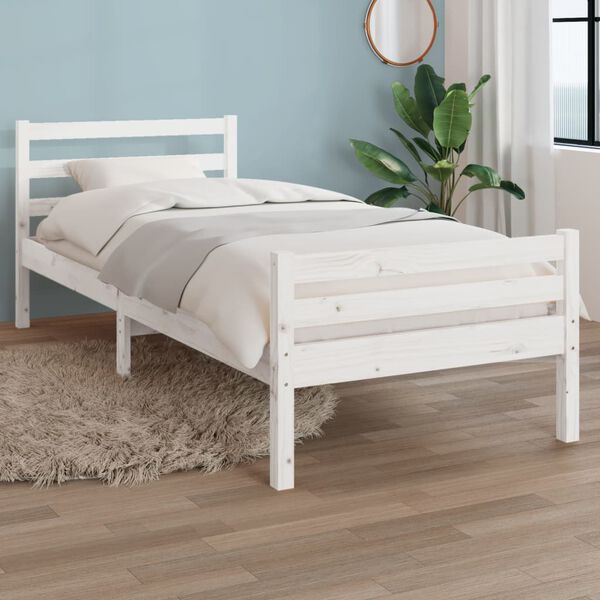 vidaXL Bed Frame without Mattress White Solid Wood 100x200 cm