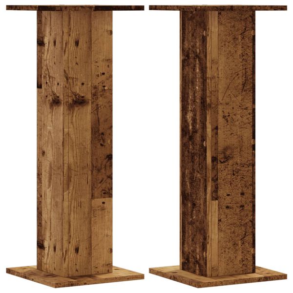 vidaXL Plant Stands 2 pcs Old Wood 30x30x80 cm Engineered Wood