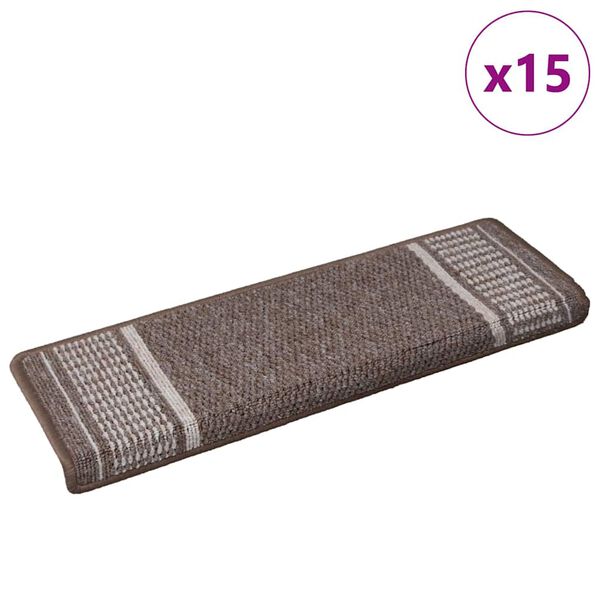 vidaXL Self-adhesive Stair Mats 15 pcs Brown 65 x 21 x 4 cm