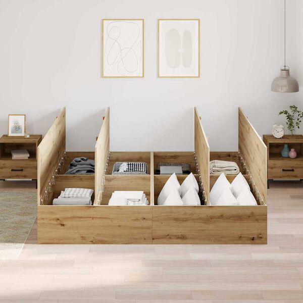 vidaXL Storage Bed Frame Artisan Oak 200 x 200 cm Engineered Wood