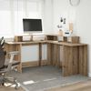 vidaXL Desk with LED Lights Artisian Oak 152x152x91 cm Engineered Wood