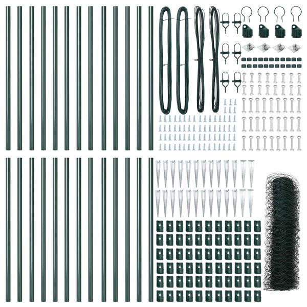 vidaXL Fence Post Green 50 x 1 m (36 mm mesh) Steel and PVC