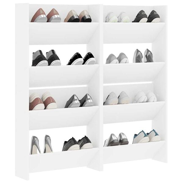 vidaXL Wall Shoe Cabinets 4 pcs White 60x18x60 cm Engineered Wood