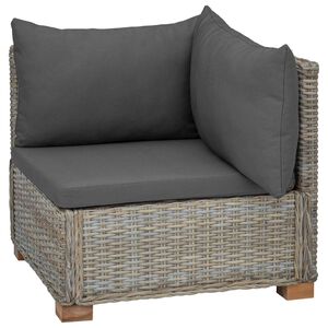 vidaXL Corner Sofa with Cushions GENDT Natural Rattan Kubu Grey