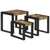 vidaXL Nesting Tables Brown and black Solid Reclaim wood