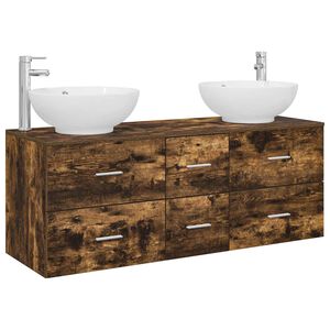 vidaXL Bathroom Furniture Set 3 pcs Smoked Oak 49.5 x 44.5 x 65 cm