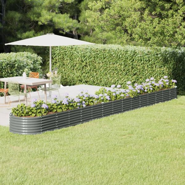 vidaXL Garden Raised Bed Galvanised Steel 620x80x36 cm Grey
