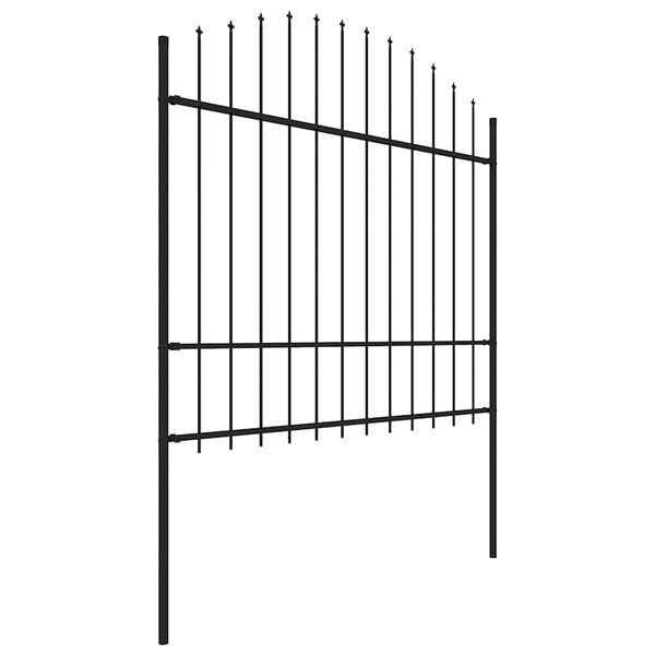 vidaXL Garden Fence with Spear Top Steel 181x175 cm Black
