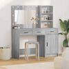 vidaXL Dressing Table with Mirror Lights 2 pcs Grey Engineered Wood