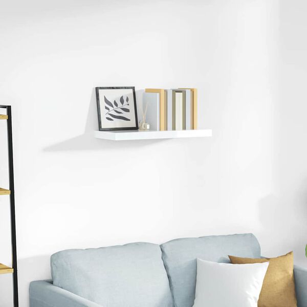 vidaXL Floating Wall Shelf High Gloss White 60x23.5x3.8 cm MDF