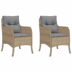 vidaXL Garden Chairs with Cushions 2 pcs Mix Beige Poly Rattan