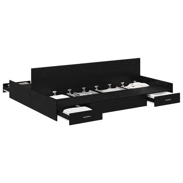 vidaXL Storage Bed Frame Black Oak 150 x 200 cm Engineered Wood