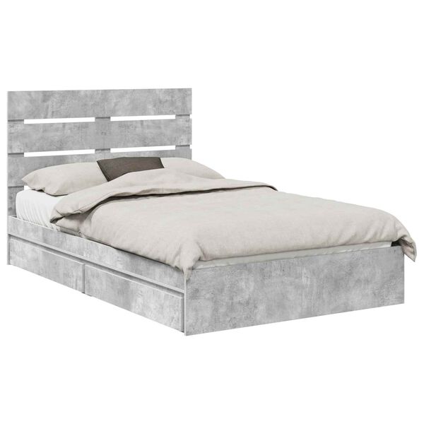 vidaXL Storage Bed Concrete Grey 135 x 190 cm Engineered Wood
