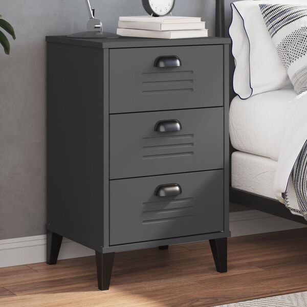 vidaXL Bedside Cabinet VIKEN Anthracite Grey Engineered Wood