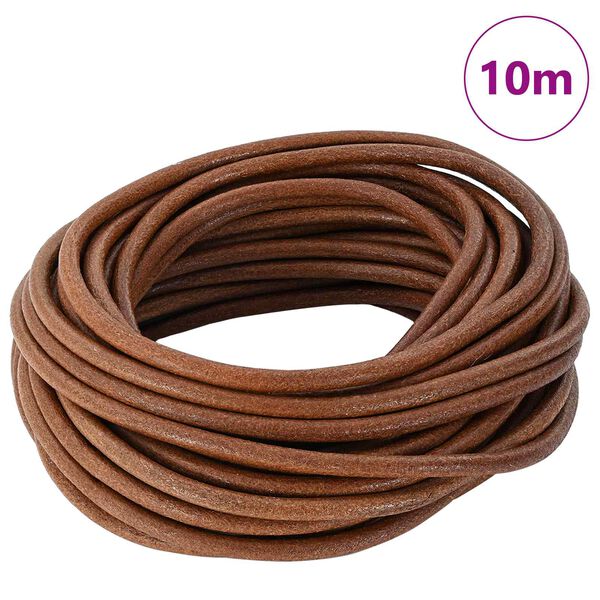 vidaXL Leather Cord Light Brown &Oslash;5 mm x 10 m Leather